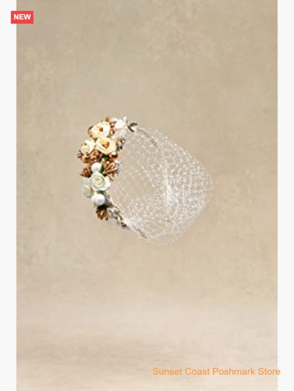 1920s Fascinator Mesh Flower Pearl Veil Headband Bridal Tea Party Cocktail - Picture 2 of 5